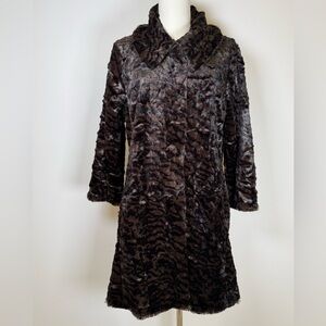 CAbi ‘Minka’ Faux Fur Brown & Black Animal Print 3/4 Sleeve Coat Women’s Medium